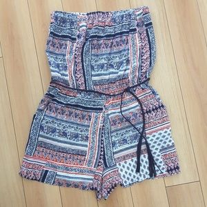 Strapless Multi Floral Romper